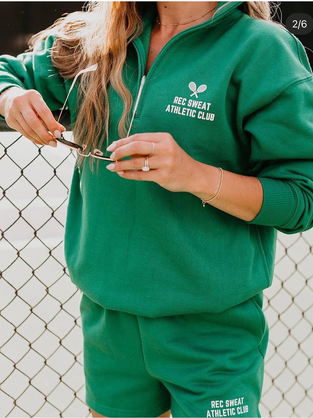 Women's Green Quarter-Zip Sweatshirt
